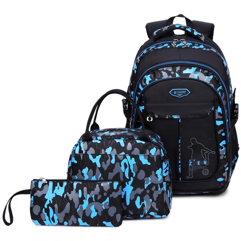 goldwheat School Backpack for Boys Cool Camouflage Bookbags with Lunch Box Pencil Case 3pcs for Middle School - Image 1